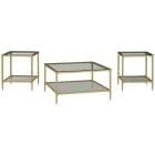 Zerika Gold Finish Cocktail Table Set
